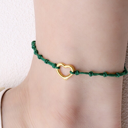 혼골드모아 골드모아 순금 [하트 라인 매듭 컬러] 발찌 0.35g