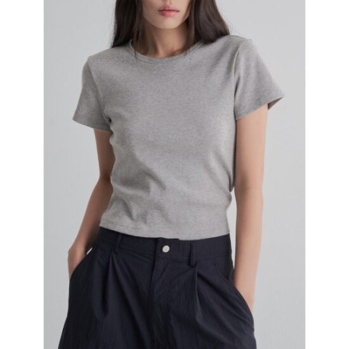 에잇세컨즈 355742LYE3 솔리드 반소매 티셔츠 그레이