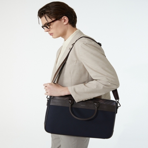 헤지스 액세서리 남성 스테디셀러브라운 체크배색 서류가방 WUBA4F886W3