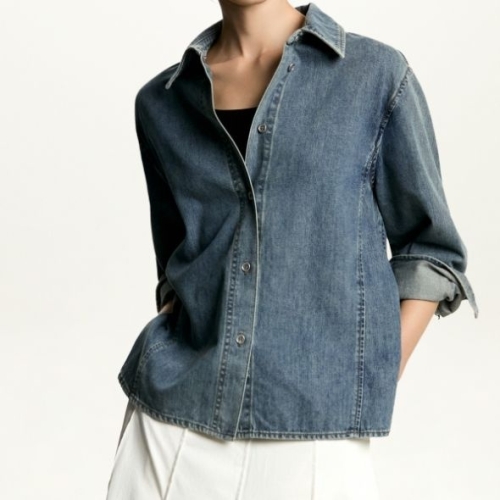 DKNY 데님 오버사이즈 셔츠 블루 DW2F7NBL627LBL