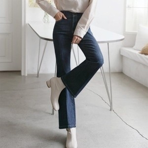 지컷 다잇템다잇템 여자 편한 하이웨스트 투버튼 나팔청바지 생 팬츠_18308972_5