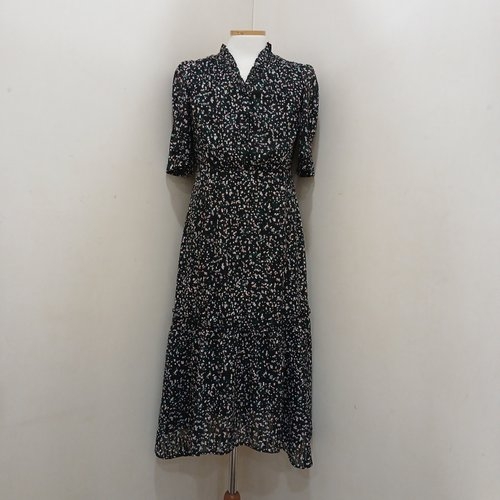 SI 셔링버튼업프린팅원피스 OAD2510BKP