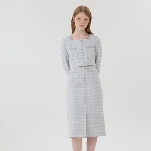 라인(LINE) 배색라인 트위드 롱원피스 NWOPOJ04