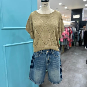 르니앤맥코이 패션아일랜드 라운드 아가일 여름니트 티셔츠 MM08KN106FJX