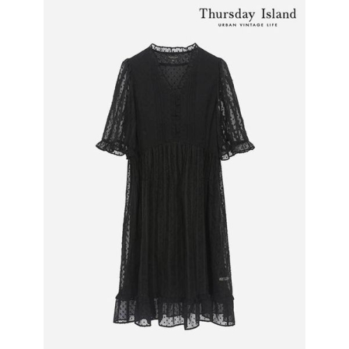 써스데이아일랜드 여성 쉬폰 자카드 미니 원피스 T236MOP534W