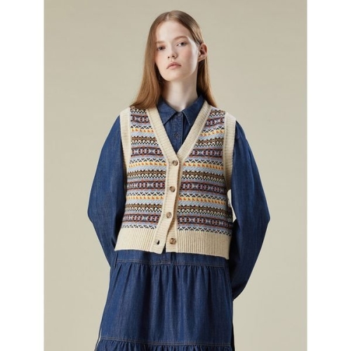 써스데이아일랜드 여성 시그니처 자카드 오픈베스트 T236MVT301W