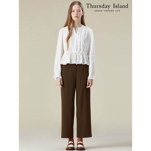 써스데이아일랜드 여성 뒷 밴딩 일자 팬츠 T236MPT135W