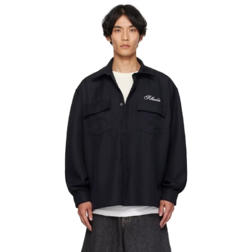 루드 남성 블랙 박시 LS 워크 셔츠 252923M192007