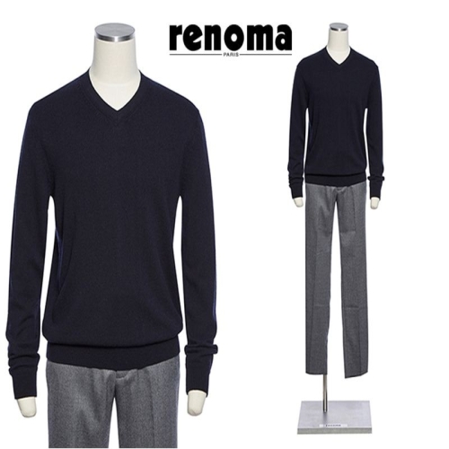 레노마 캐주얼 F/W 캐시미어혼방 부드럽고 깔끔한 V넥 니트 다크네이비컬러 RQGMKT14A EK3653