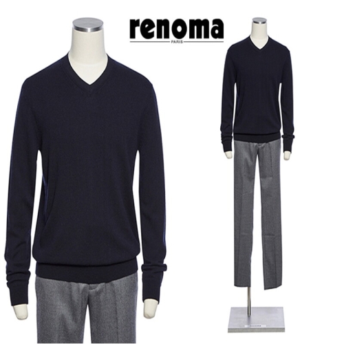 레노마 F/W 캐시미어혼방 부드럽고 깔끔한 V넥 니트 다크네이비컬러 RQGMKT14A EK3653