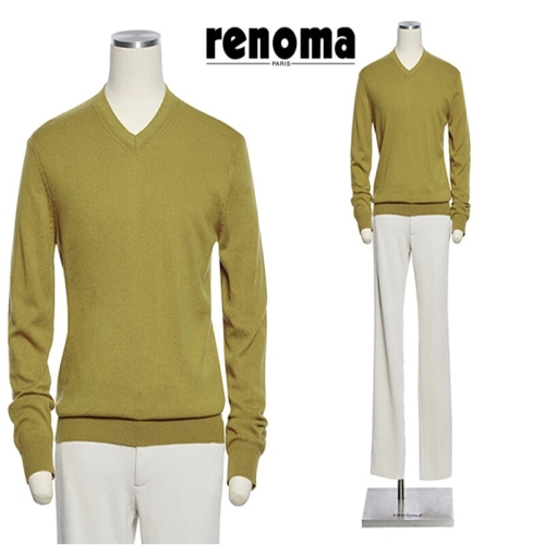 레노마 F/W 캐시미어혼방 부드럽고 깔끔한 V넥 니트 머스타드컬러 RQGMKT15A EK3653