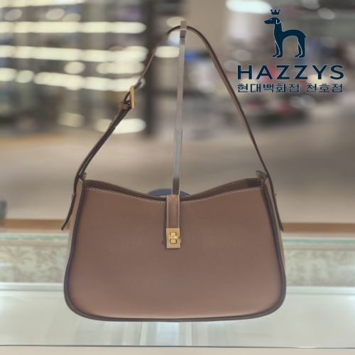 헤지스 H LOCK 브라운 턴락 레더 숄더백_HIBA5F175W2