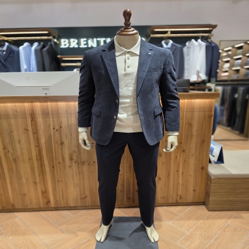 브렌우드 미니멀 조직 솔리드 자켓 봄 가을 비즈니스 캐주얼 셋업 네이비 BRJCA25221 NYX