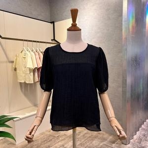 Ab.f.z 시스루 라운드 블라우스 AOZ3QB33H