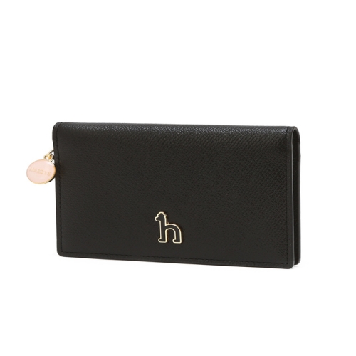 헤지스 ELLA 블랙 소가죽 참장식 카드지갑 HIHO5F920BK