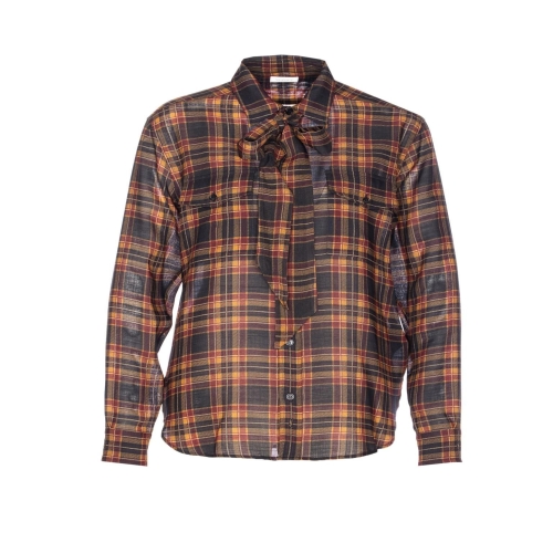 생로랑 LAVALLIERE 블라우스 인 실크 타탄 CHARMEUSE 838891/Y26ZA6703 B0011745632