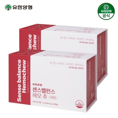 유한양행 센스밸런스 헤모 츄 푸룬맛 500mg 30정