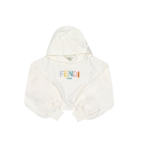 펜디 JFH153 5V0 F0TU9 로고 크롭 키즈후드티