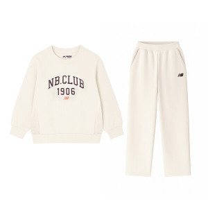 뉴발란스 에센셜 스트레이트 스 셋업 맨투맨 아동 키즈 트레이닝복세트 베이지 NK9YEB403