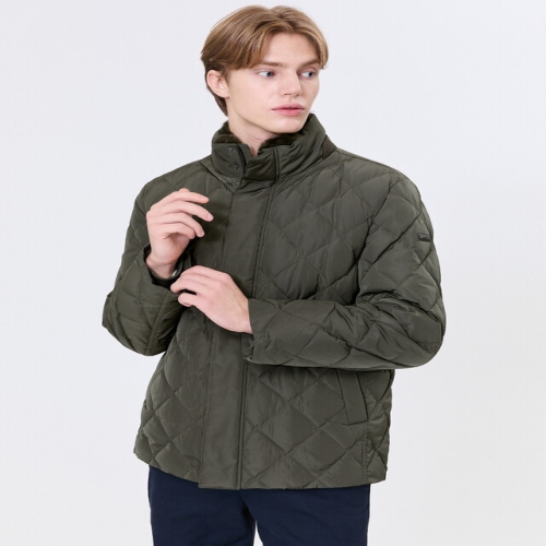 헤지스 남성 카키 다운 모피 점퍼_WHJU4D513K2