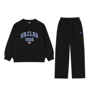 뉴발란스  에센셜 스트레이트 셋업 맨투맨 아동 주니어 트레이닝복세트 블랙 NK9YEB403U-19