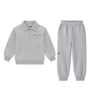뉴발란스 카라 반집업 셋업 플리스 아노락 아동 트레이닝복세트 라이트 그레이 NK9YEB406U-AC