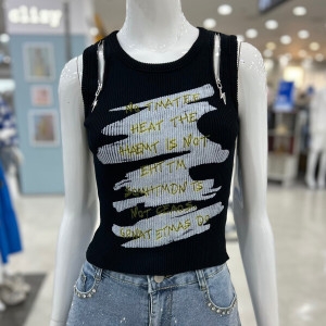 르니앤맥코이 패션아일랜드 어깨 지퍼 트임 포인트 니트 나시티셔츠 MM08T0104FJX