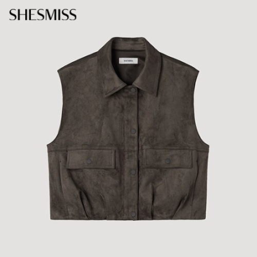 쉬즈미스 여성 스웨이드 스트링 카라 베스트_SWWVTP32010