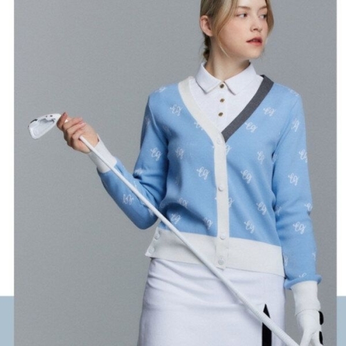 엘르 엘르골프 전판 패턴 브이넥 가디건 6I63702-801Y_SC 순천점