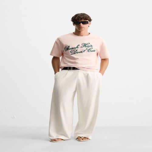 자라 국내 남성 자수 텍스트 티셔츠 367298