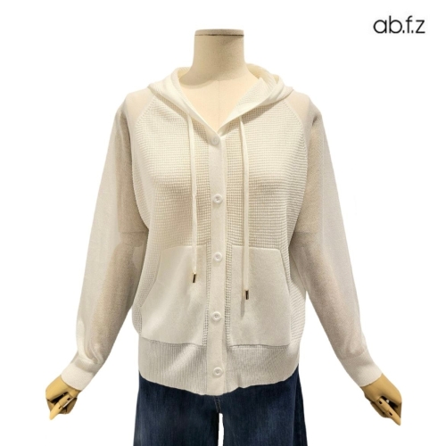 Ab.f.z 짜임 포인트 써머 긴팔 후드 니트 가디건 APZ2QY35E