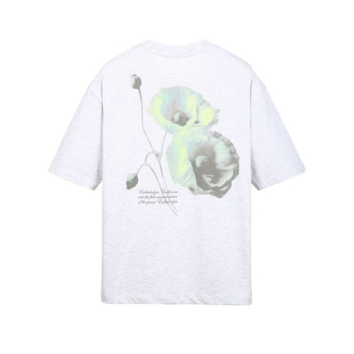 질스튜어트 뉴욕 맨 라이트그레이 DISTORTED 플라워 그래픽 반팔 티셔츠 JNTS5C003G1