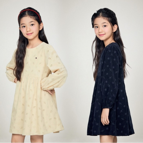 타미힐피거 키즈 카드5% 아울렛 코듀로이 자수 드레스 2종 T42E7RDR600GT1