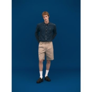 헤지스 블루 워싱 면 긴팔캐주얼셔츠_HZSH5D336B2