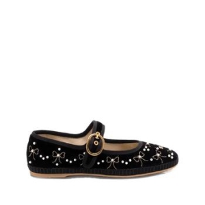 발렌티노 발렌 VLogo bow embellished ballet flats 7W2S0MQ8BNU T