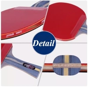 DHS  ppbigu 더블 행복 탁구 라켓 4성 R4002C/4006C 무료 고무 보호 필름이 있는 고무에 빨간색과 검은색 핌이 7..