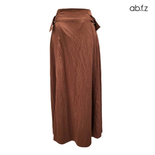 Ab.f.z 허리 라인 셔링 포인트 반 밴딩 A라인 롱 스커트 APZ3QS31I