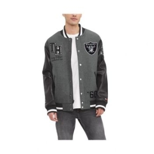 타미힐피거 맨즈 헤더 그레이 블랙 라스베이거스 레이더스 Gunner 풀 집업 바시티 자켓 10826913