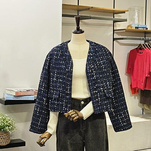 반에이크 트위드 브이넥 크롭 자켓 VB4XJKMD04Z