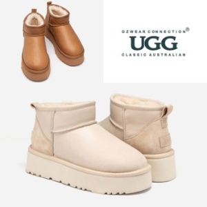 UGG 호주 오즈웨어 클래식플랫폼 울트라 미니 오일 가죽부츠 4.5CM OB658PO