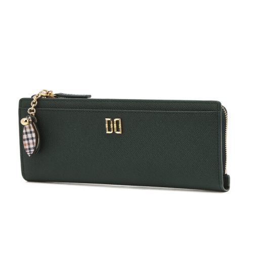 닥스 womensacc MISTY FLOWER 그린 DD로고 소가죽 슬림 2단 장지갑 DCWA5F312E2