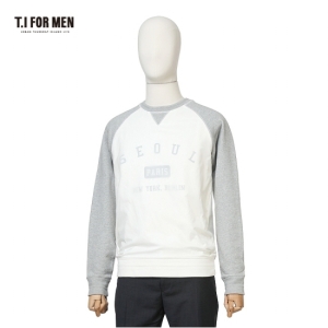  티아이포맨 라글란배색 프린트 긴팔티셔츠_M152MTS402M1GY5
