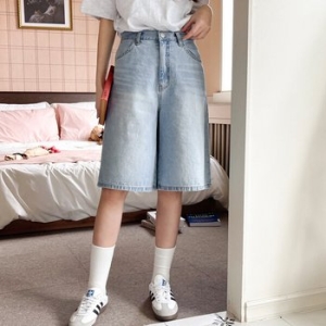 루시 워싱 버뮤다 데님 5부 팬츠 W25BP503