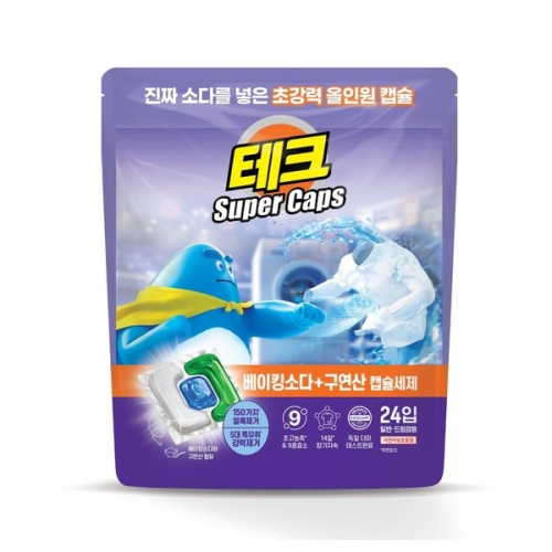 테크 수퍼캡스 베이킹소다+구연산 캡슐세제 24개입