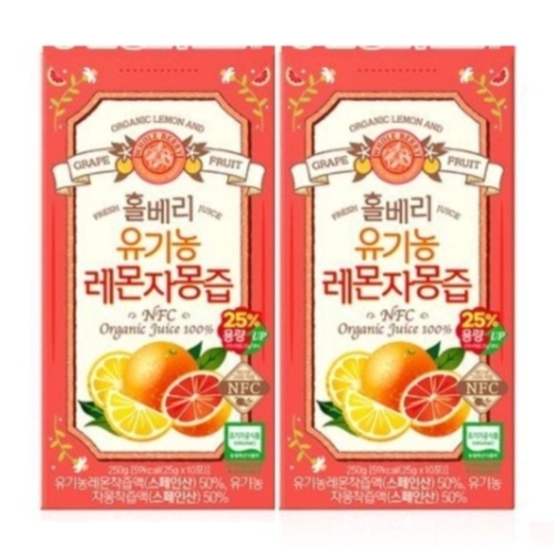 홀베리 유기농 레몬자몽즙 25g 10포