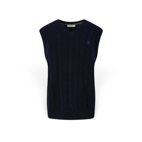 헤지스 남성 네이비 케이블 니트 베스트_HZSW5D361N3