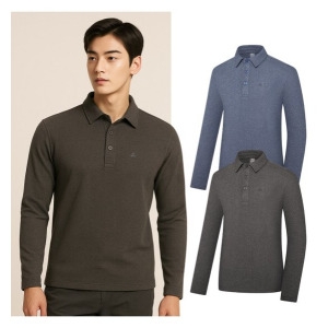 콜핑  남성 겨울 스트레치 스트라이프 등산 긴팔 카라 티셔츠 KSC042ST3M