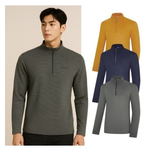 콜핑  남성 겨울 스트레치 약기모 보온 프린트 등산 긴팔 반집업 티셔츠 KSC457UT1M