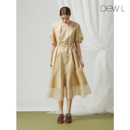 듀엘 텍스처 블록 플레어 원피스 LE_D243MSE006