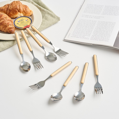 모던하우스 심플 커트러리 디저트 스푼포크 8P 세트 버터크림